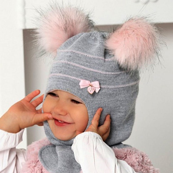 Chapeau bébé fille chapeau d'hiver cagoule bobble chapeau bonnet