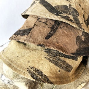 Unisex cotton bucket hat, reversible bucket hat, raw sienna summer hat, botanical print hat, ecoprint hat, natural dye hat image 7