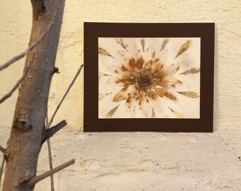 Home decoration - one of a kind - floral abstract print on recycled paper - natural - daisy