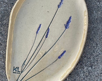 Handmade Ceramic Pressed Lavender Plate