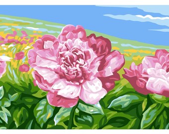 Grafitec Printed Tapestry/Needlepoint Kit – Peony Landscape