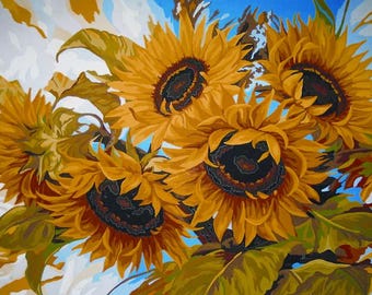 Windswept Sunflowers - Grafitec Printed Tapestry/Needlepoint Kit