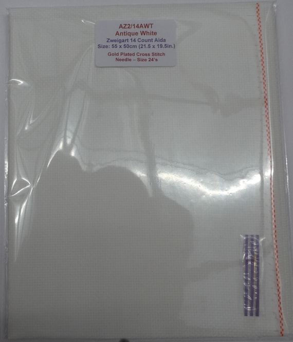 Toile Aïda Zweigart 14 Fils - Blanc - Format 55 X 50 Cm (Fat Quarter) - Pour Point De Croix Et Broderie