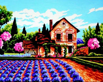 Gobelin L Tapestry/Needlepoint Canvas - Lavender Garden - Spring Scene