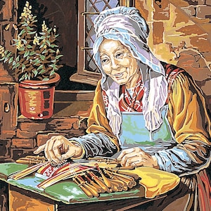 Kit de tapeçaria/bordado SEG de Paris – The Lace Maker (La denteliere)