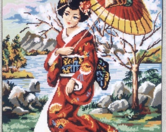 Kit de tapicería/punto de aguja Gobelin L – Geisha con paraguas