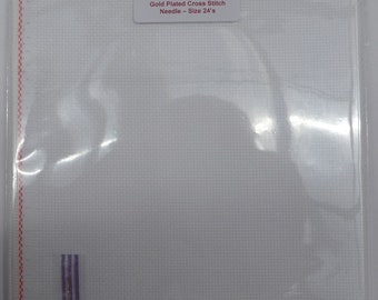 Zweigart White 14 count Aida Cross Stitch Fabric 55 x 50cm with Needle