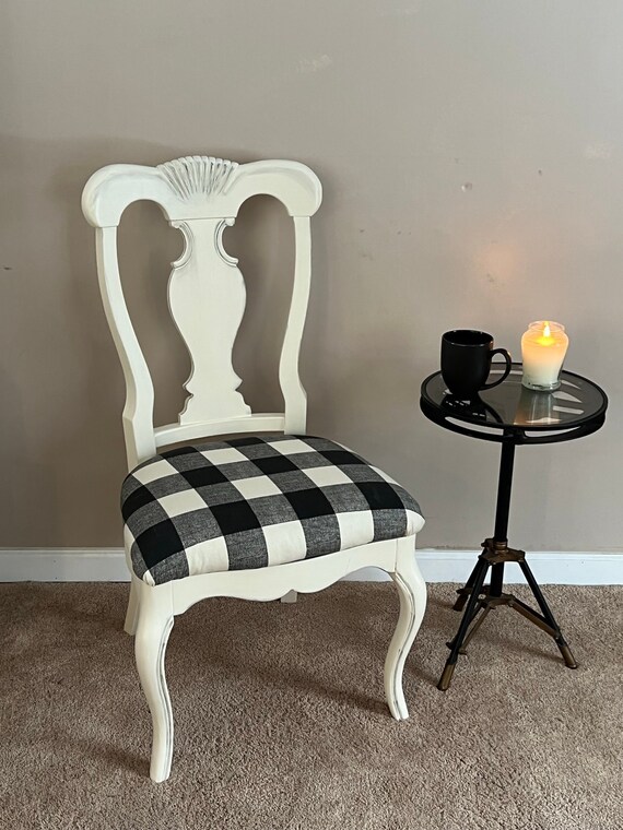 Black and white buffalo plaid accent chair online