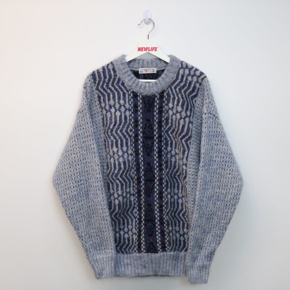 Vintage Wool Knit Patterned Sweater - M - image 1