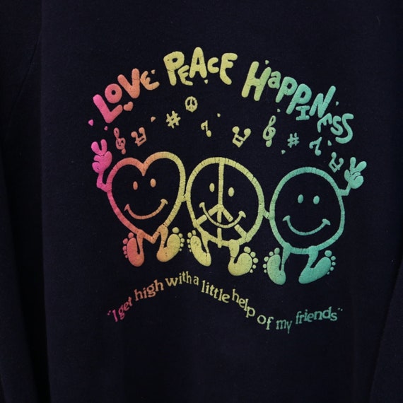 Vintage Love Peace Happiness Crewneck - L - image 3