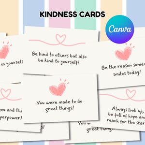 Kindness Cards Editable Canva Template | Encouragement Notes | Teacher Resource | Mindfulness Cards | SEL Activity