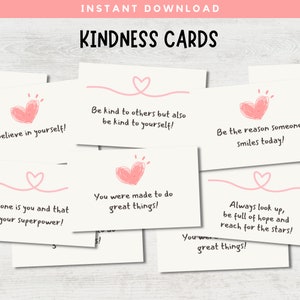 Cartes de gentillesse, Cartes d'encouragement, Message inspirant, Cartes pleine conscience, Notes de boîte à lunch, Citations sur la gentillesse, Cartes imprimables