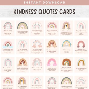 Cartes de citations sur la gentillesse pour les enfants, Cartes imprimables sur la gentillesse, Cartes d'encouragement, Message inspirant, Cartes pleine conscience, Citations sur la gentillesse