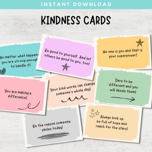Cartes de gentillesse, Cartes d'encouragement, Messages inspirants, Actes de gentillesse au hasard, Notes de boîte à lunch, Citations sur la gentillesse, Cartes imprimables