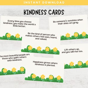 Cartes de gentillesse, Cartes d'encouragement, Message inspirant, Cartes pleine conscience, Notes de boîte à lunch, Citations sur la gentillesse, Cartes imprimables