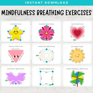 Mindfulness Breathing Exercises for Kids, Classroom Activity Pack, Calming Corner Mindfulness Activities, Instant Download