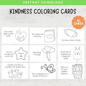Cartes De Bonté, Cartes À Colorier, Cartes D'encouragement, Message inspirant, Cartes Pleine Conscience, Notes De Boîte À Lunch, Citations Sur La Gentillesse, Imprimable