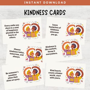 Cartes de gentillesse, Cartes d'encouragement, Message inspirant, Cartes pleine conscience, Notes de boîte à lunch, Citations sur la gentillesse, Cartes imprimables