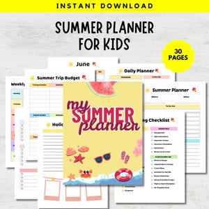 Summer planner for kids, Printable summer schedule, Summer activity planner, Screen-free summer, Kids printable summer break planner