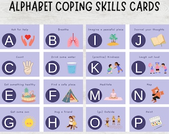 Cartes d'habiletés d'adaptation de l'alphabet | Activité SEL | Autoréglementation | Ressource pour enseignants | Imprimable en classe | Pleine conscience pour les enfants