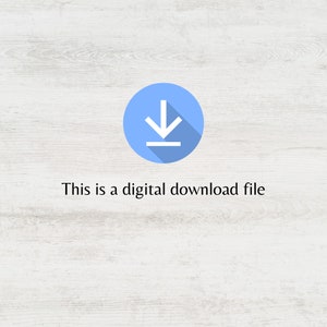 Peut inclure: Un cercle bleu avec une fl&egrave;che blanche pointant vers le bas et une ligne blanche en dessous. Le texte "This is a digital download file" est sous le cercle.