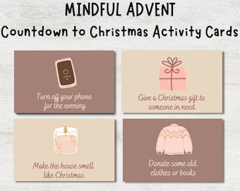 Mindfulness Christmas Advent Calendar Activity Cards, Countdown to Christmas, Printable Advent Activity Cards, Christmas Activities