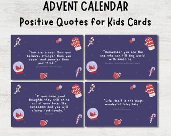 Christmas Advent Calendar Positive Quotes Cards, Countdown to Christmas, Printable Advent Cards, Inspirational Quotes for Kids
