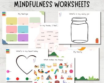 Mindfulness Worksheets for Kids, Emotions Activity for Kids, Printable Emotional Regulation for Kids, Calm Down Corner Kit, Instant Download