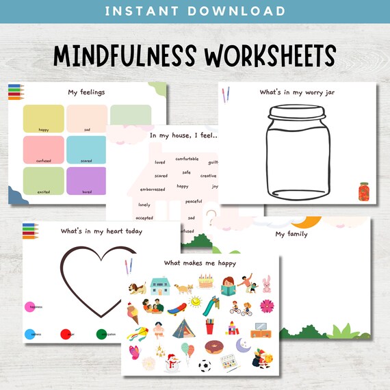 Mindfulness Worksheets for Kids: Emotions Activities, Calm Down Corner (Instant Download)