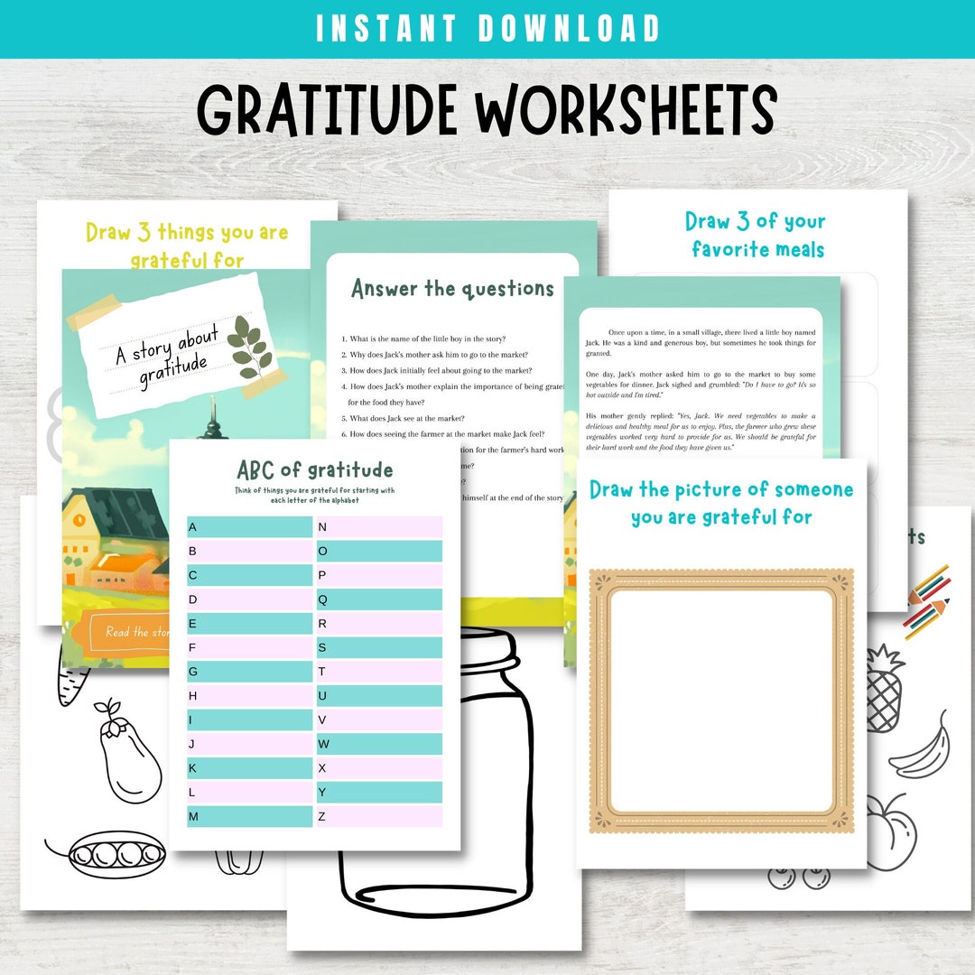 Gratitude Worksheets for Kids Gratitude Story and Prompts - Etsy