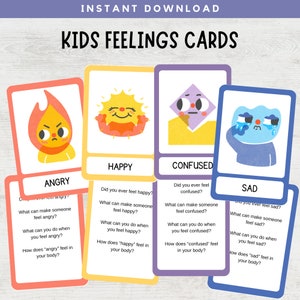 Feelings Cards for Kids, Emotions Flashcards, Calm Down Corner, Social Emotional Learning, Zones of Regulation, Classroom Activities