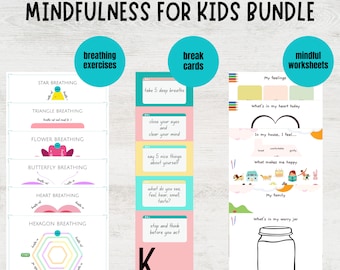 Achtsamkeitsübungen für Kinder: Beruhigende Arbeitsblätter & Pausenkarten (Digitaler Download)