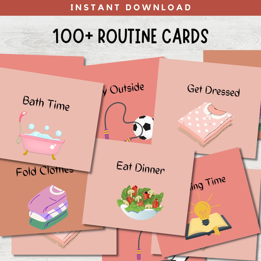 Daily Routine Cards for Kids, Daily Routine Printable, Chore Cards for ...