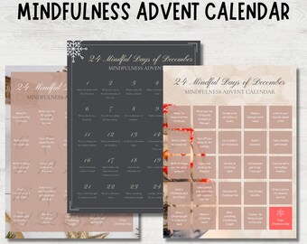 Mindfulness Christmas Advent Calendar, Mindful Christmas, Mindfulness Gift, Printable Advent Calendar, Christmas Gift, Mindful Activities