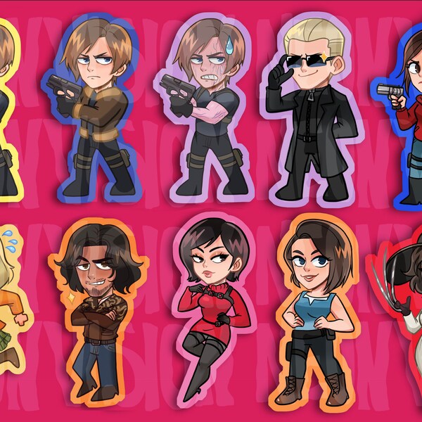 Biohazard Resident Evil Leon Kennedy Luis Sera Ashley Graham Albert Wesker Lady Dimitrescu Jill Valentine Die Cut Stickers