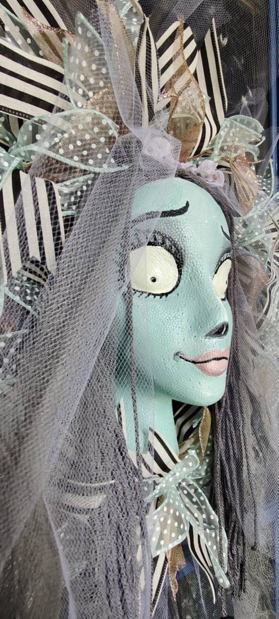 Corpse Zombie Bride Mannequin Head Halloween Wreath Etsy