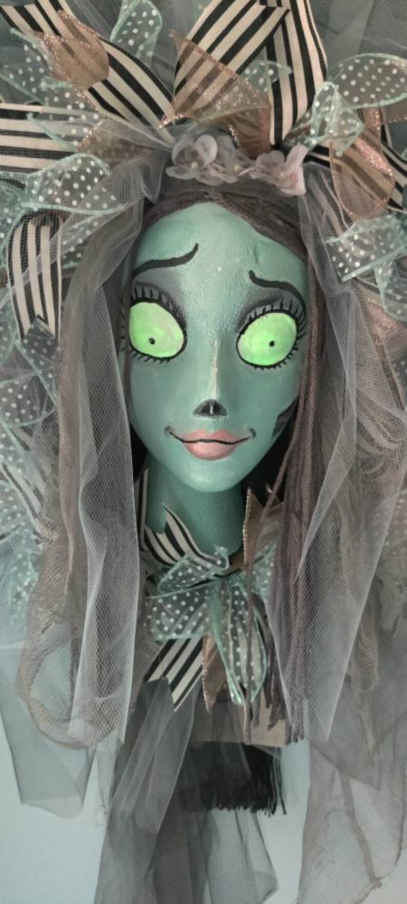 Corpse Zombie Bride Mannequin Head Halloween Wreath Etsy