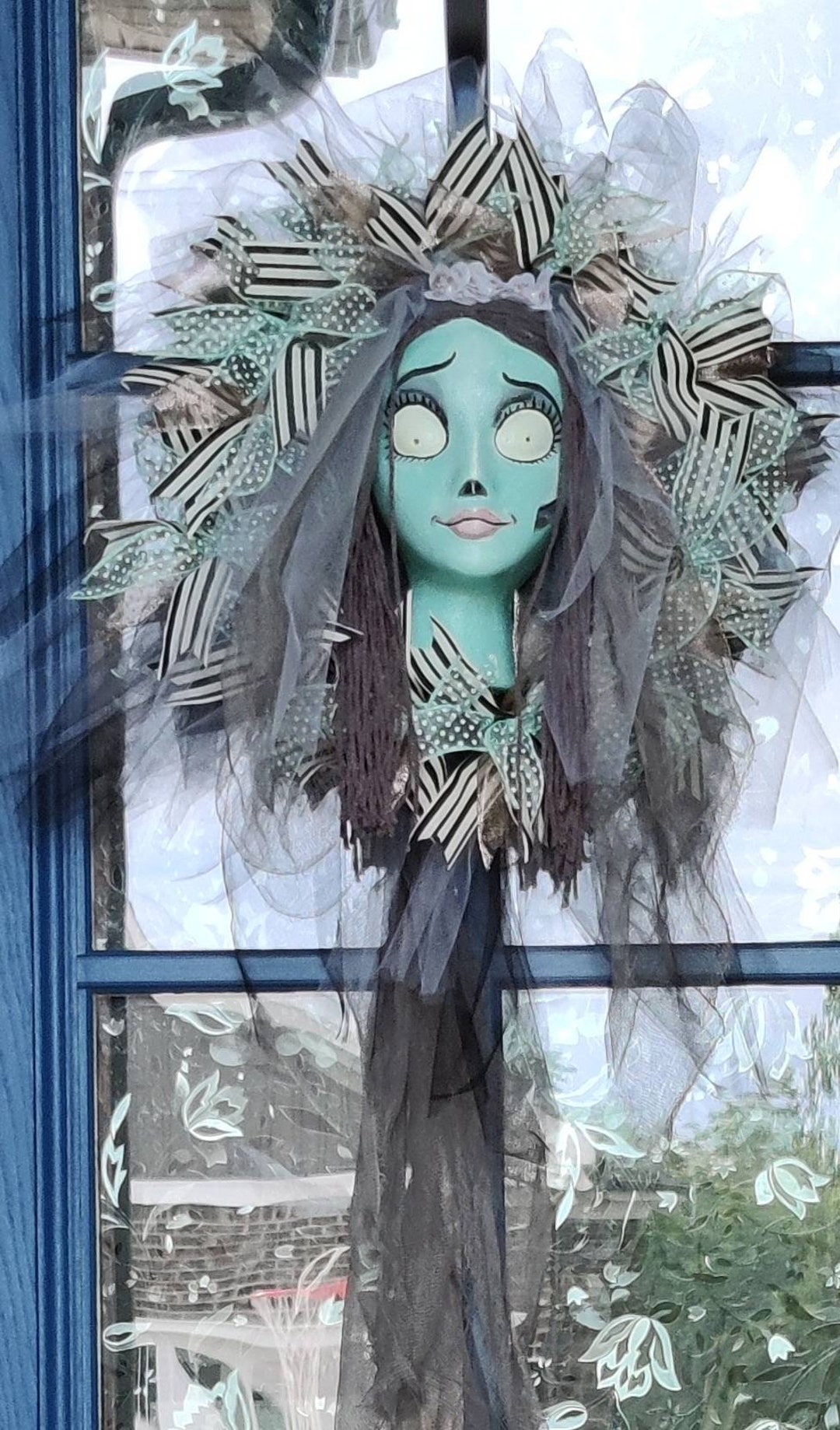 Corpse Zombie Bride Mannequin Head Halloween Wreath Etsy