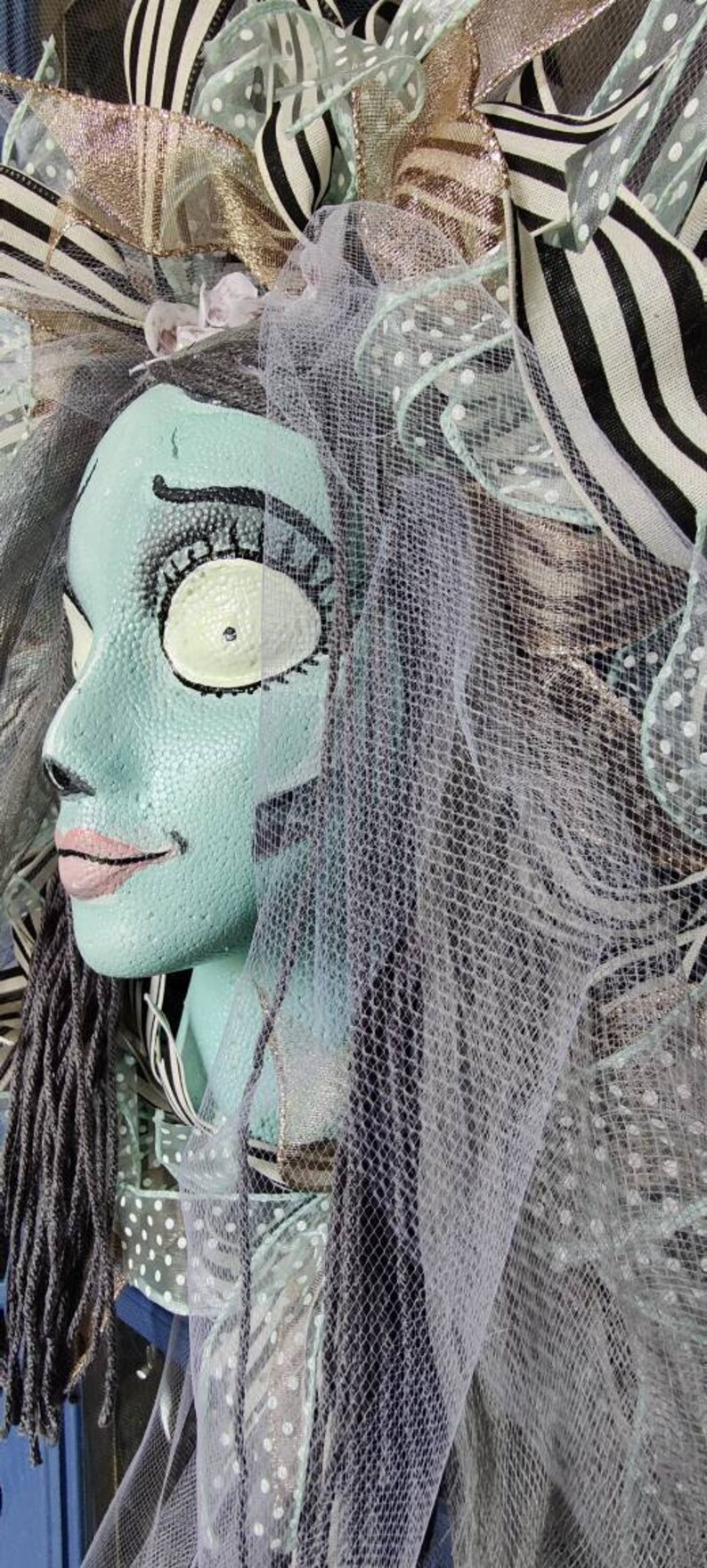 Corpse Zombie Bride Mannequin Head Halloween Wreath Etsy