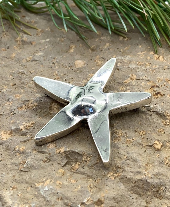 Vintage Artisan Heavy Sterling Silver StarFish Pi… - image 3