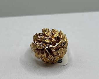 Vintage 18K Yellow Gold Floral Cluster Statement Ring 9.14g Openwork Design 2150