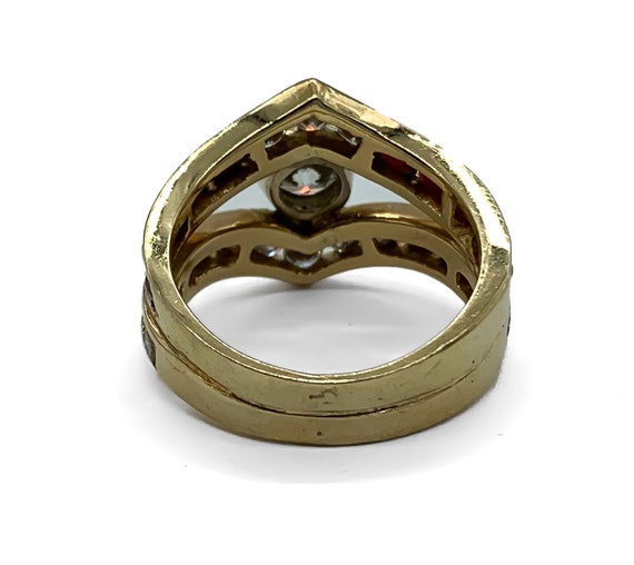 Vintage 14k Yellow Gold Diamond & Garnet Ring Siz… - image 8