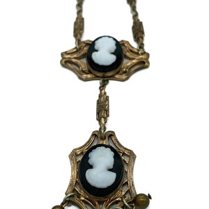 Lariat Cameo Drop Necklace