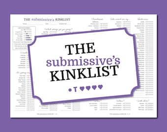 The submissive's kinklist - Know your kinks, share them with your partner and kinkstart your relationship.