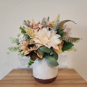 Earth Tone Floral Centerpiece in Handpainted Vase