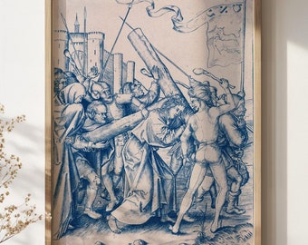 "Vintage Christus mit Kreuz - katholische Kunst, lebendige Farben (digitaler Download) ""Keine K.I."""