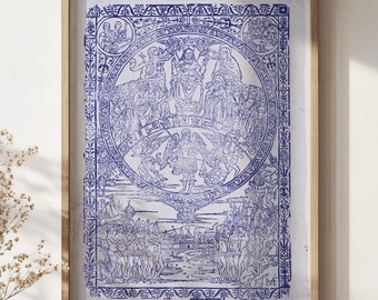 Vintage Christus Jüngstes Gericht Radierung - katholischer Kunstdruck (Digital Download) *Keine K.I.*