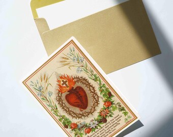 Gebetskarte Vintage Sacred Heart Katholik - Digitaldruck (A4) *No A.I.*