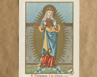 Vintage Muttergottes Gebetskarte Digitaldruck - katholische Kunst (Digital Download) *Keine K.I.*