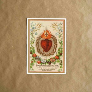 Vintage Sacred Heart Gebetskarte Digitaldruck - Eine Wunderschöne katholische Karte Liebevoll Restauriert in sehr hoher Qualität zum Download und Druck